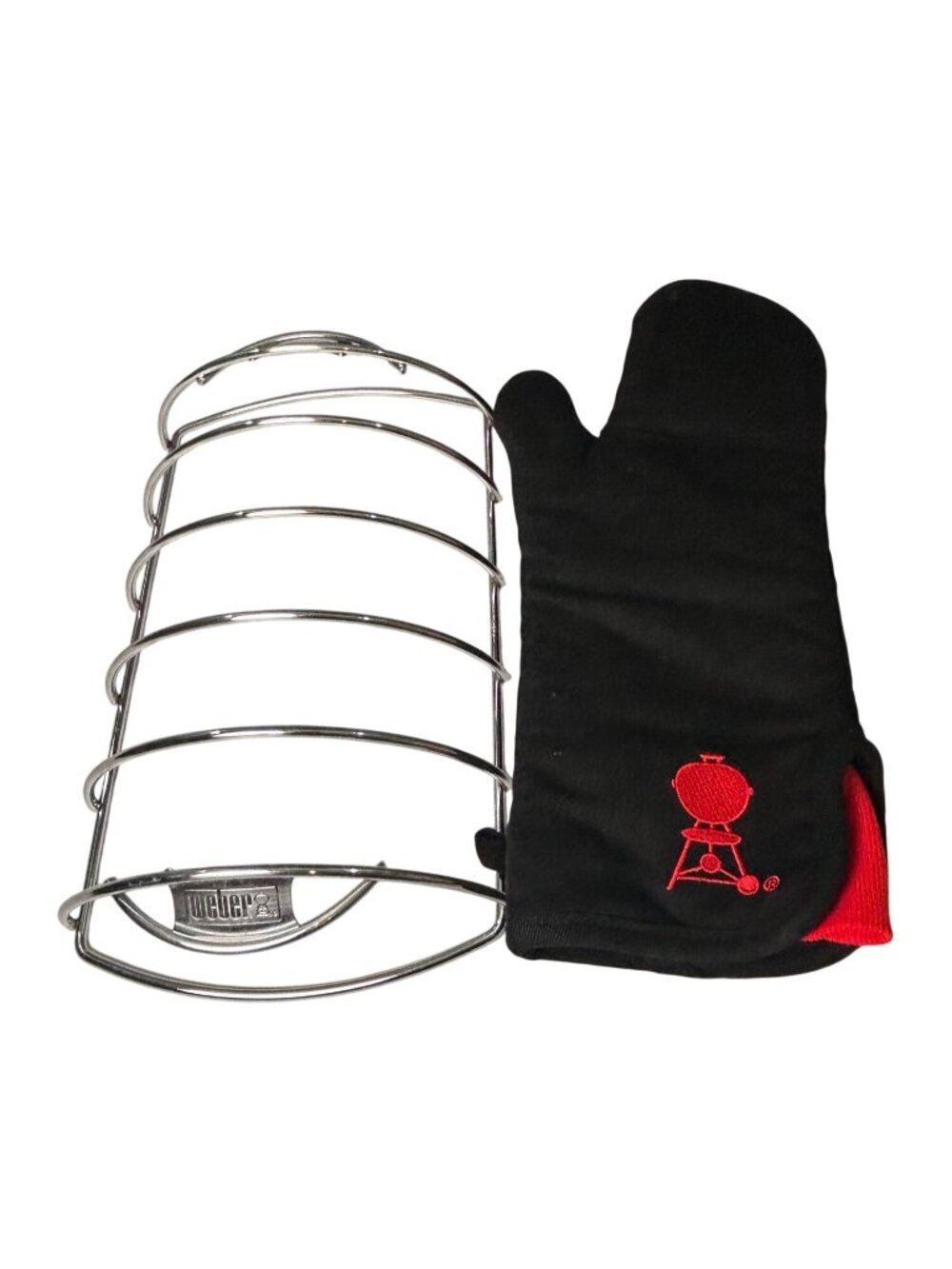 Weber Rib Rack & BBQ Mitt - Stainless Steel Heat-Resistant Cotton Grill Smoker